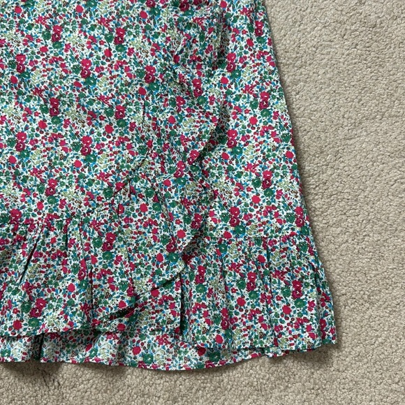 J Crew One Shoulder Dress Floral Print Ruffle Detail Skirt Cotton Size 6 - Picture 9 of 16